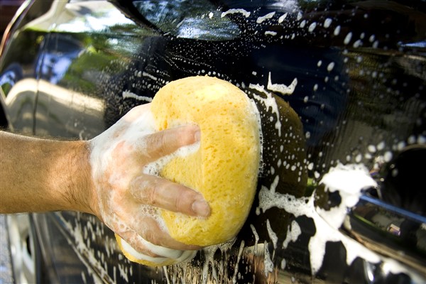 Image of a sponge washing a car